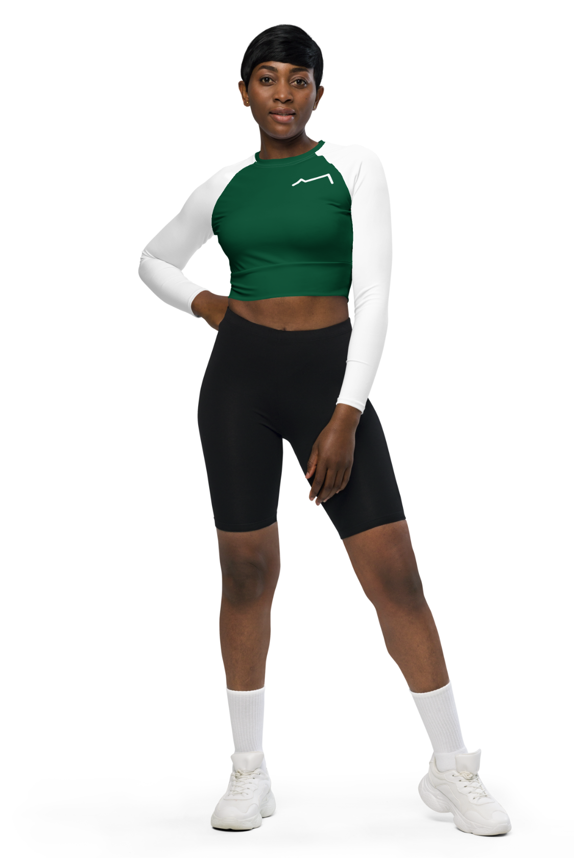 Top manches longues éco-responsable Femme Blanc/Vert