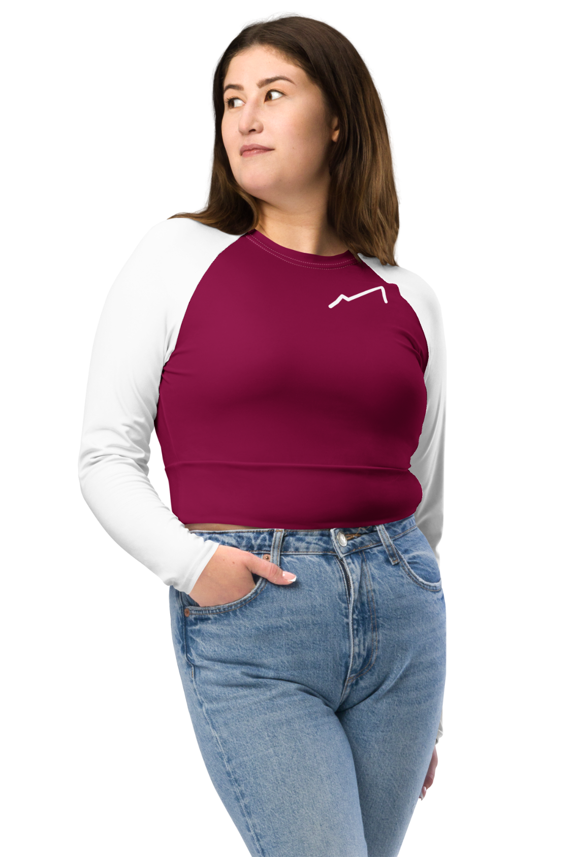 Top manches longues éco-responsable Femme Blanc/Pourpre