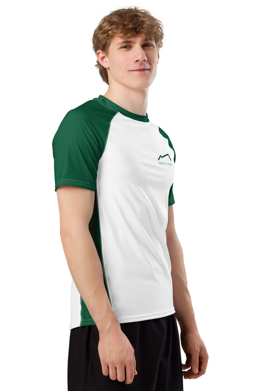 Haut de compression éco-responsable Homme Blanc/Vert MARE À CIMA