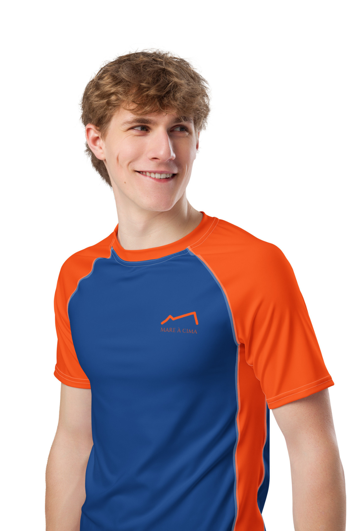 Haut de compression éco-responsable Homme Bleu/Orange MARE À CIMA