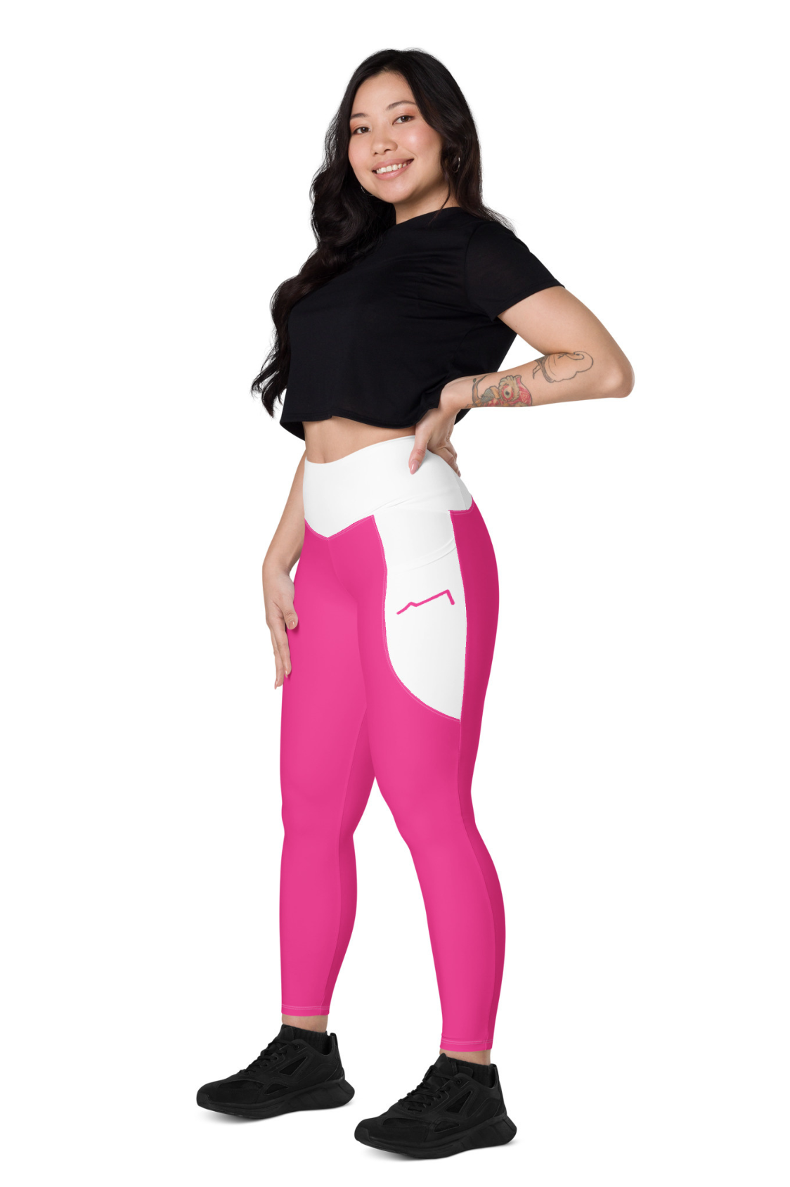 Legging éco-responsable avec poches Femme Blanc/Rose MARE À CIMA