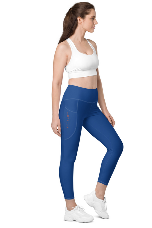 Legging éco-responsable avec poches Femme Bleu/Orange MARE À CIMA