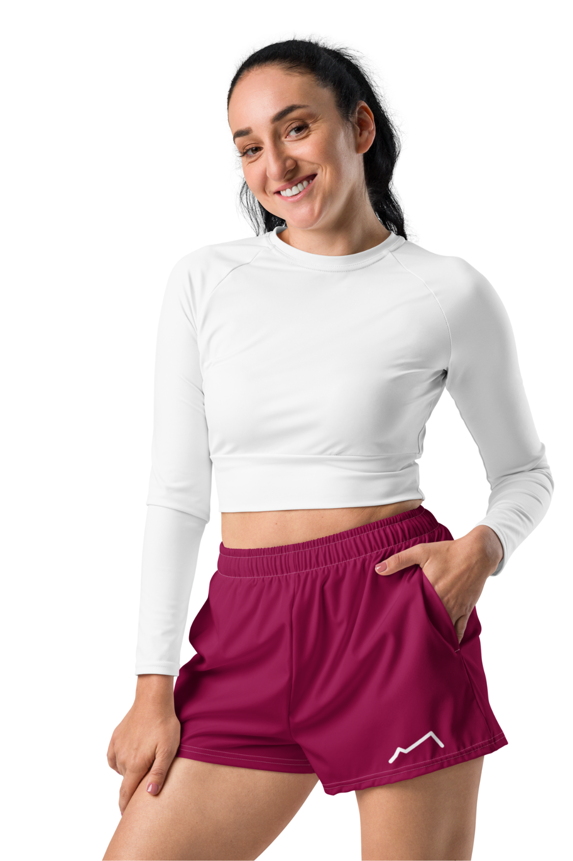 Short athlétique éco-responsable Femme Blanc/Pourpre MARE À CIMA