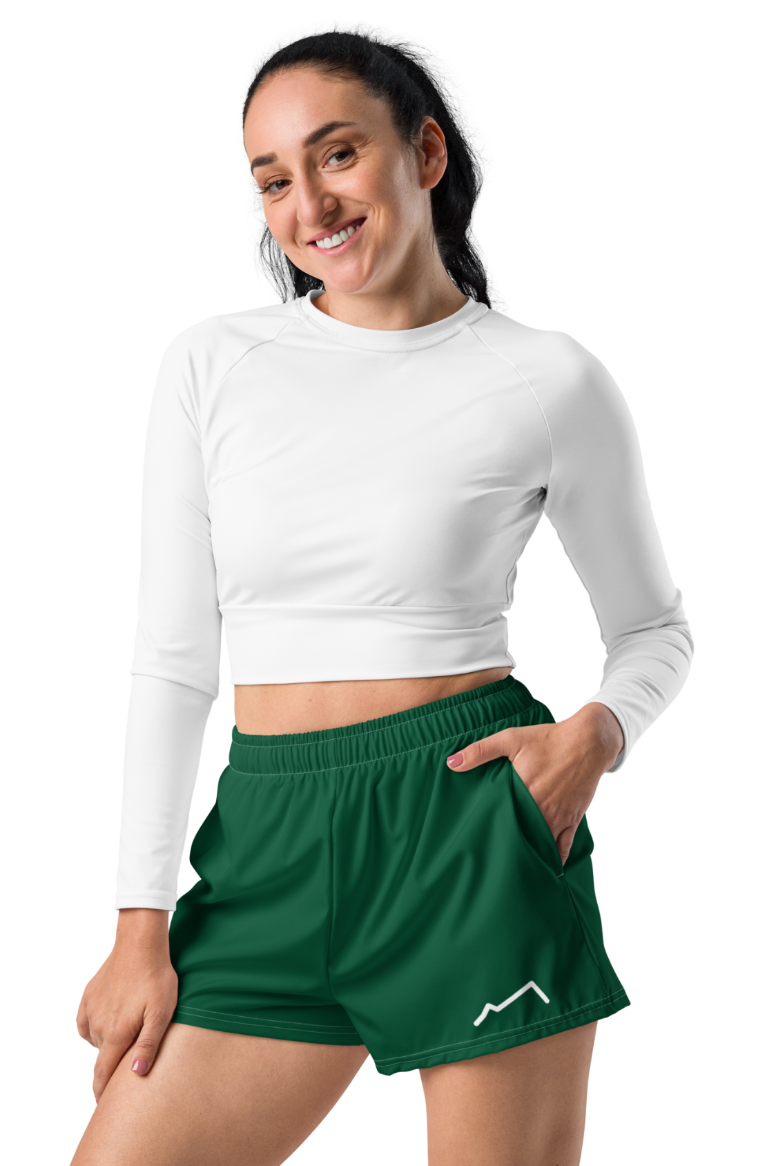 Short athlétique éco-responsable Femme Blanc/Vert MARE À CIMA