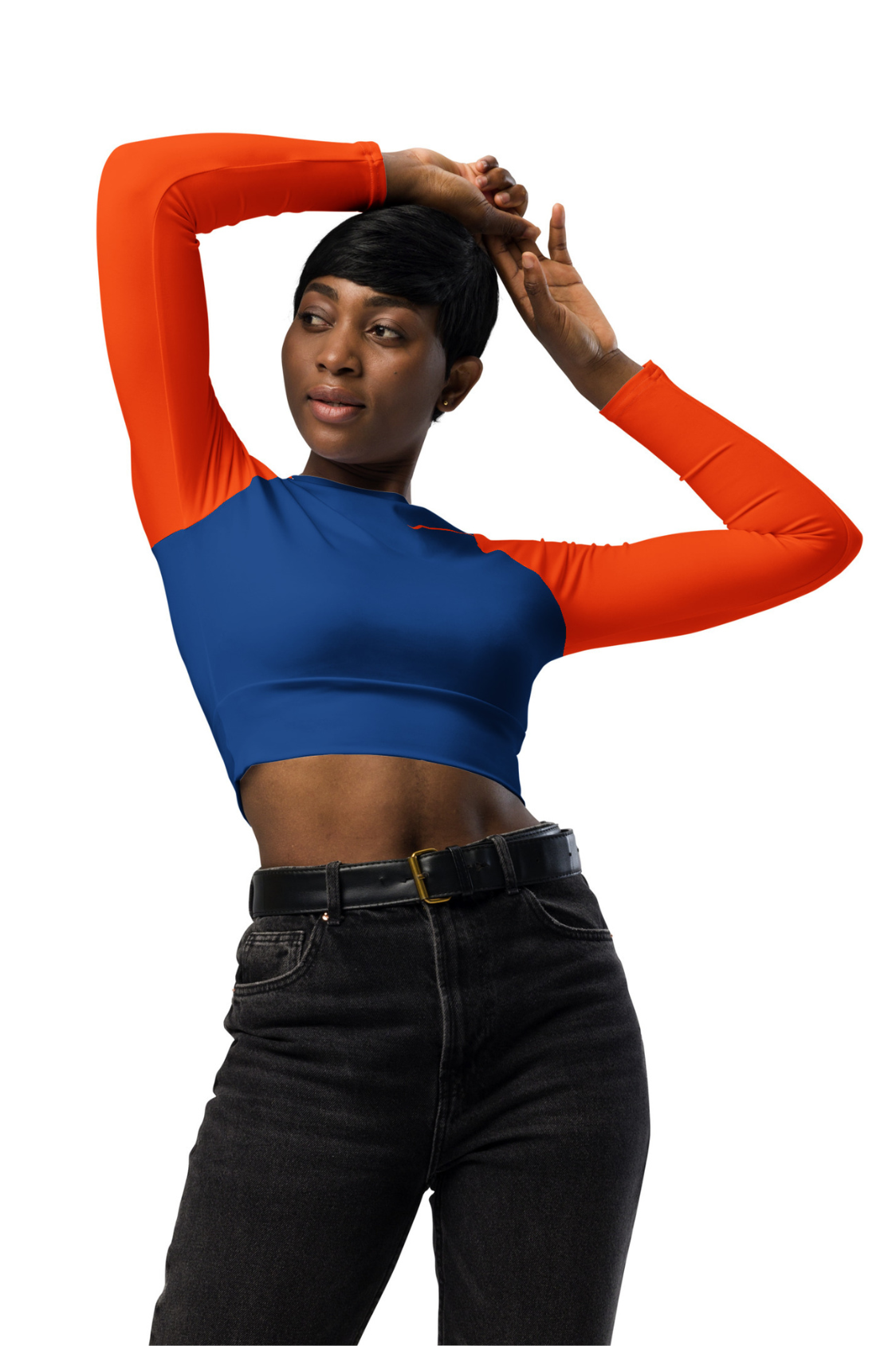Top manches longues éco-responsable Femme Bleu/Orange MARE À CIMA