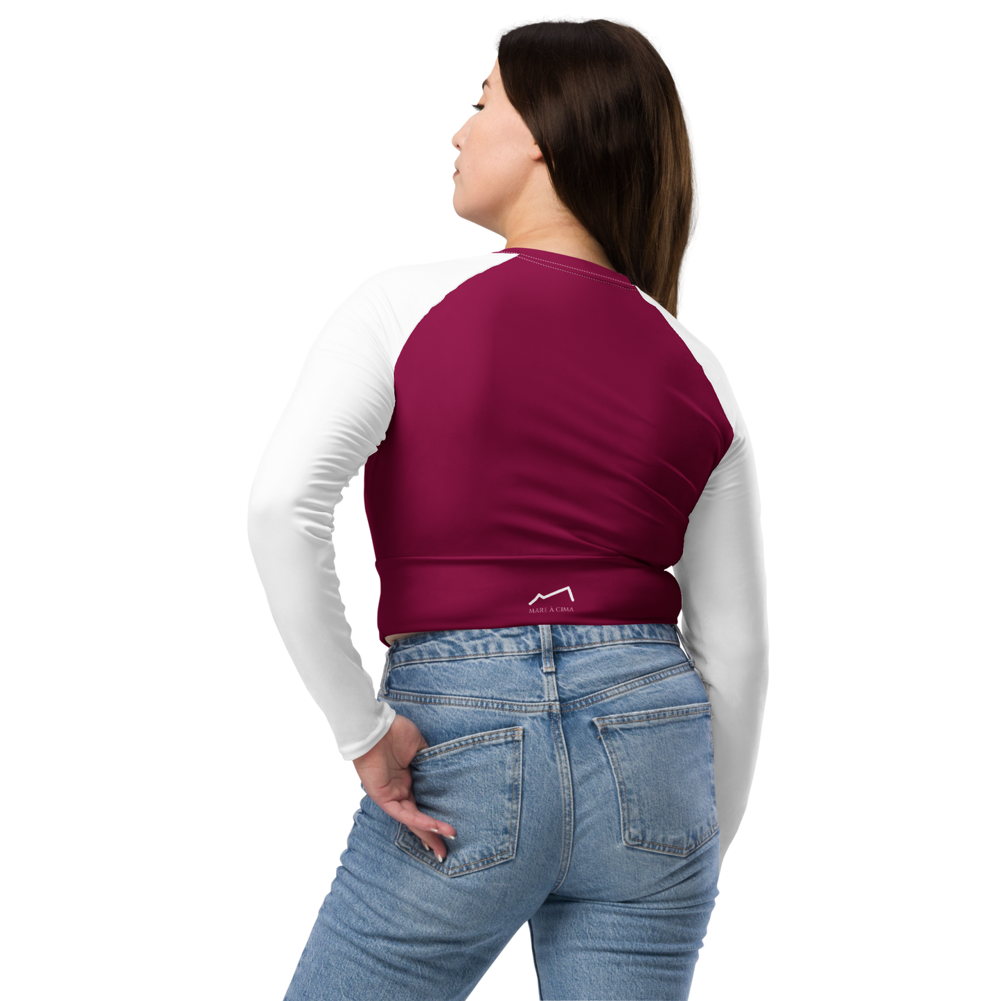 Top manches longues éco-responsable Femme Blanc/Pourpre