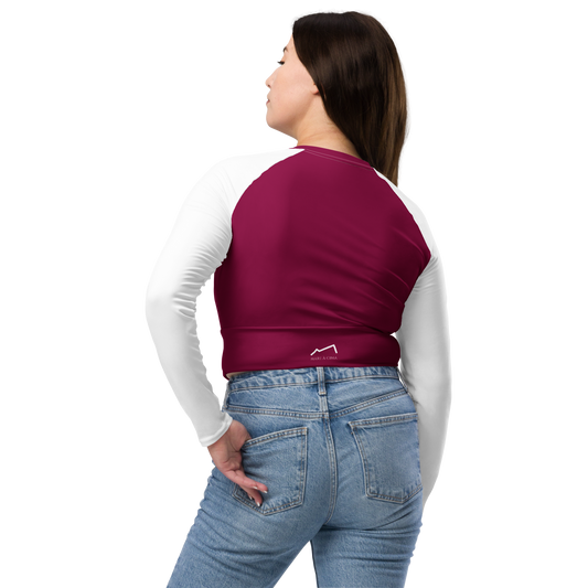 Top manches longues éco-responsable Femme Blanc/Pourpre