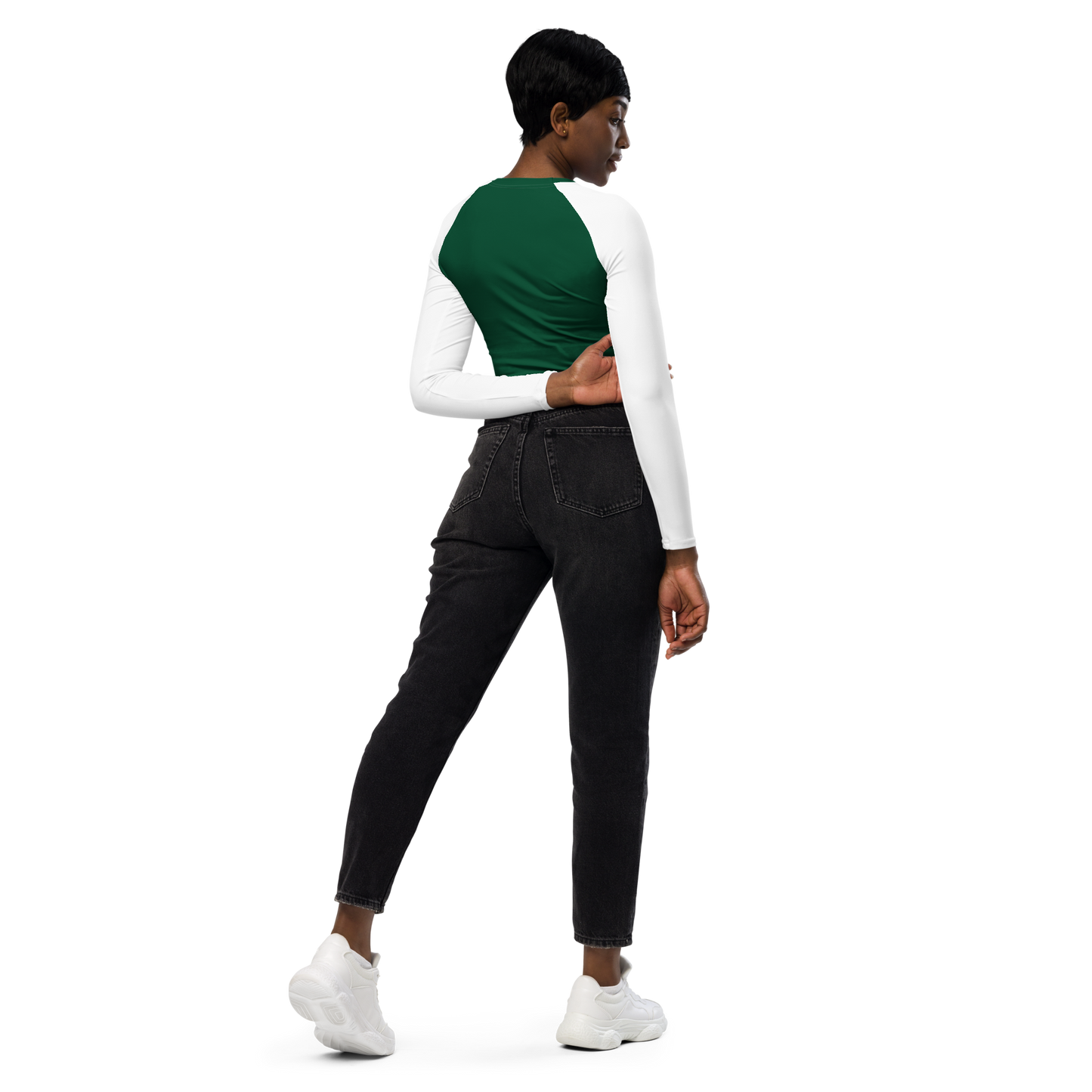 Top manches longues éco-responsable Femme Blanc/Vert