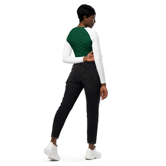Top manches longues éco-responsable Femme Blanc/Vert